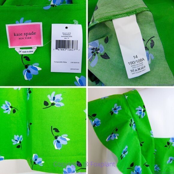 NEW kate spade Tea garden toss cotton midi dress, Green floral - Picture 16 of 16